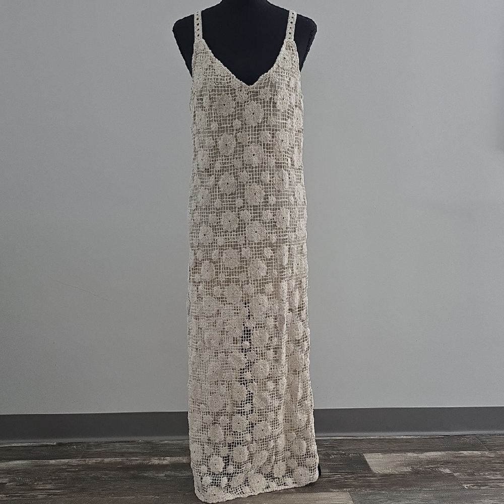 Mustard Seed Cream Sleeveless V-Neck Maxi Dress